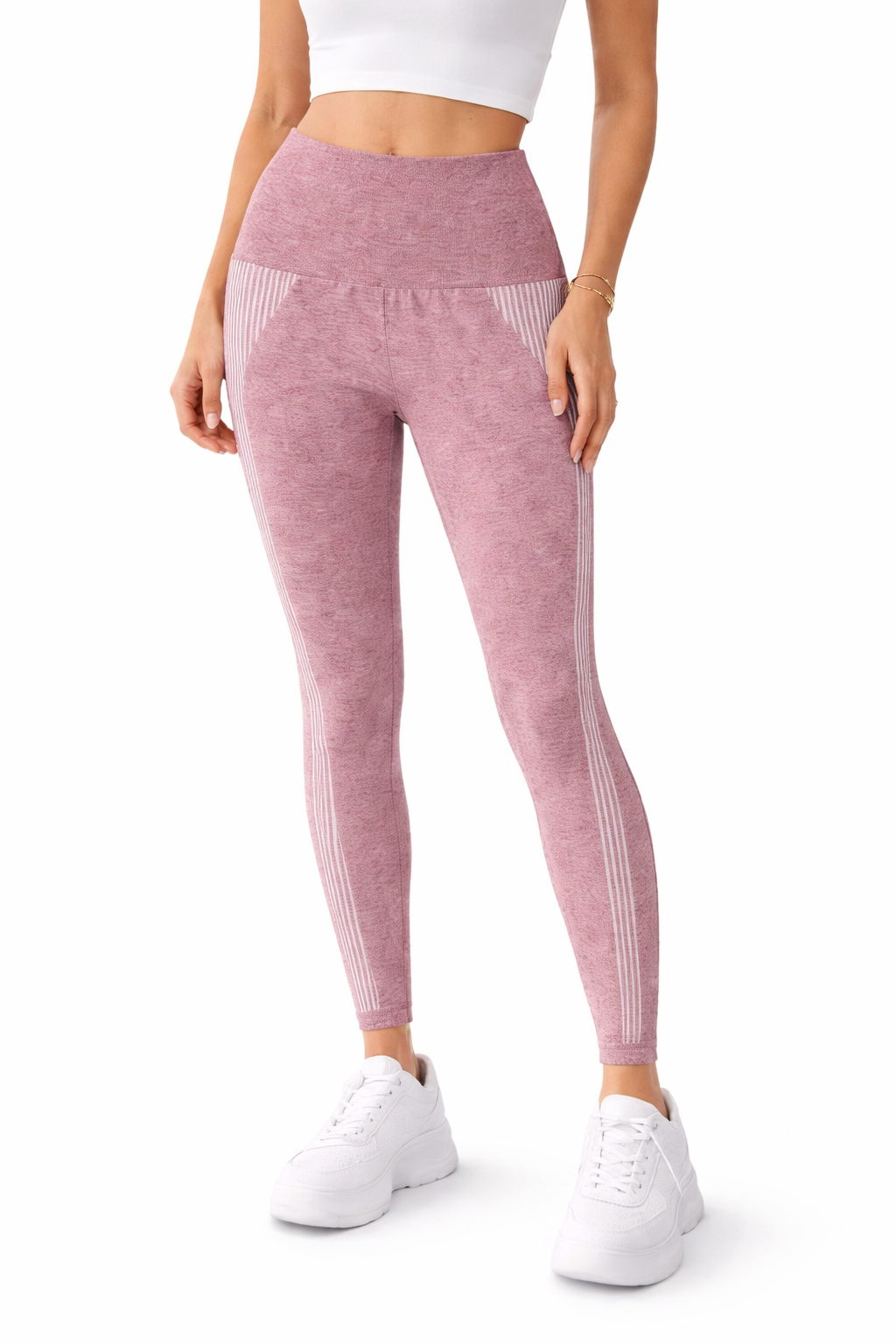 لگ ورزشی زنانه فاق بلند طرح ملانژ وارداتی | لگ جذب باشگاهی با پارچه کشسان