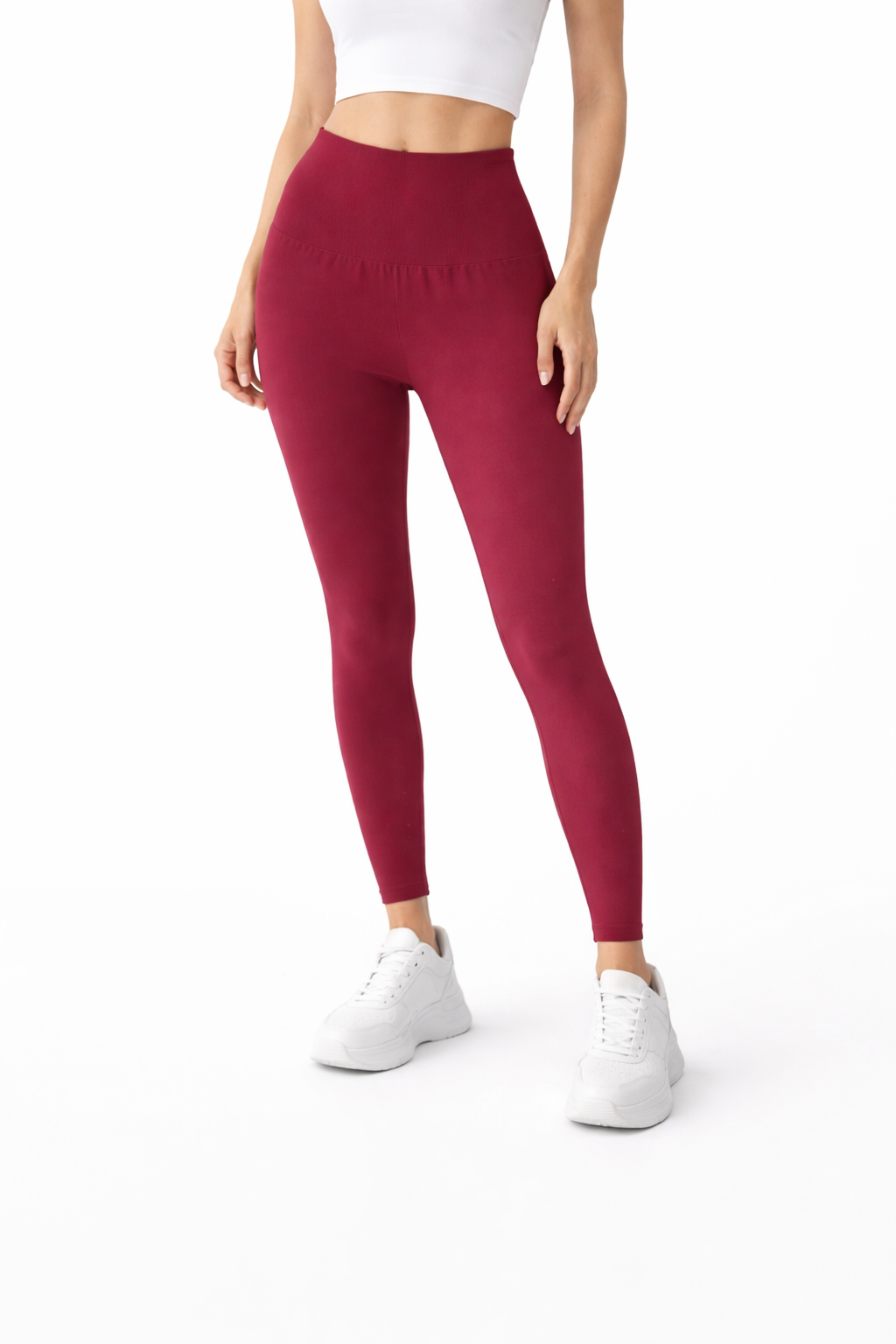 لگ زنانه ورزشی فاق‌بلند زرشکی Seamless | لگ جذب باشگاهی فرم‌دهنده