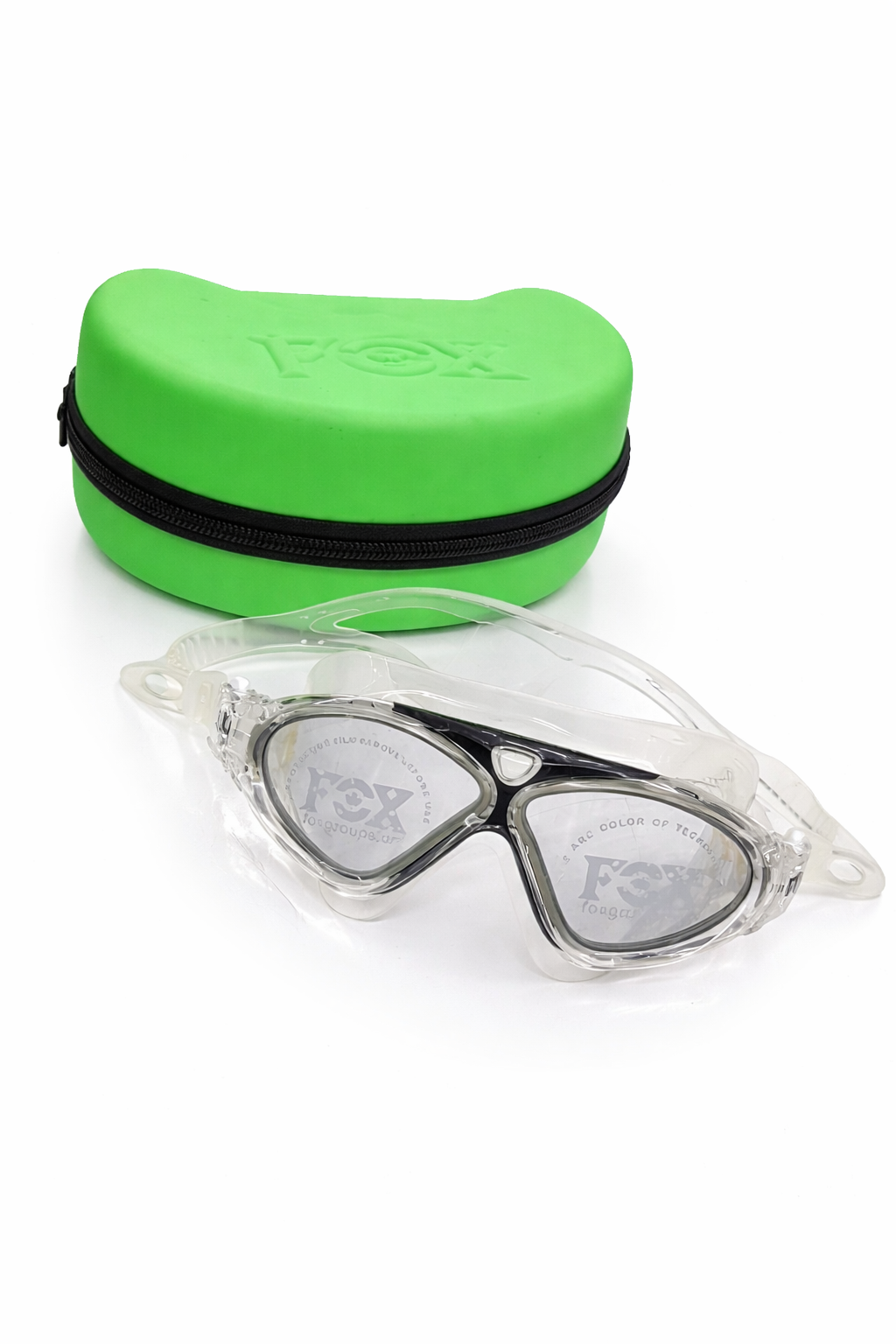 عینک شنای شفاف ضد بخار FOX | همراه با کیس نگهدارنده اورجینال