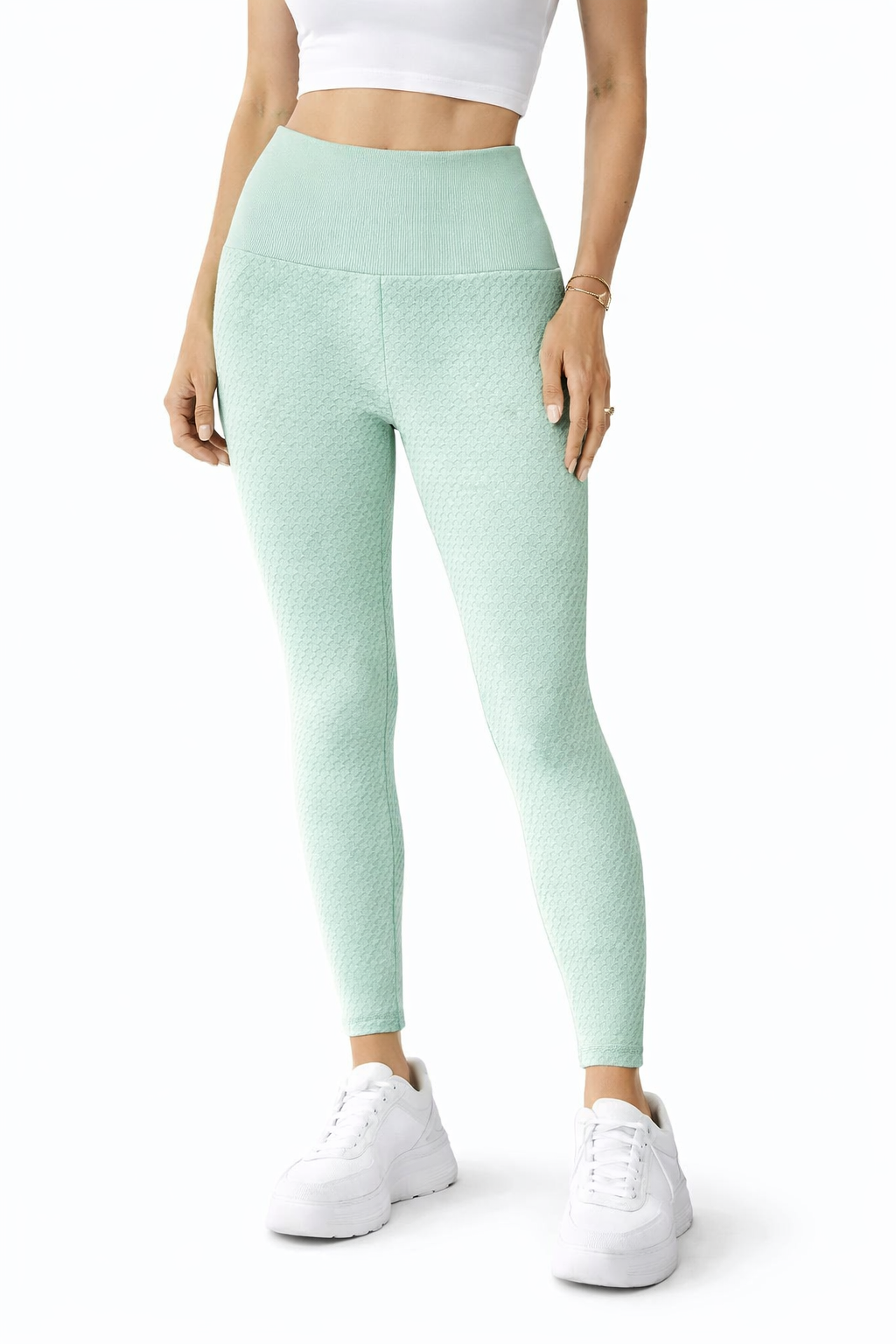 لگ ورزشی زنانه فاق بلند کمر گنی  | لگ بدنسازی بافت‌دار بدون درز Honeycomb