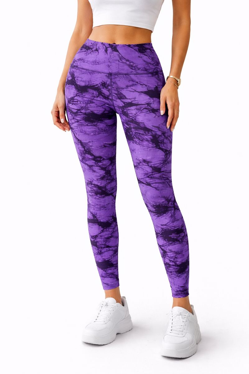 لگ ورزشی زنانه بنفش طرح سنگی | فیت جذب، کشسان و مناسب باشگاه و یوگا