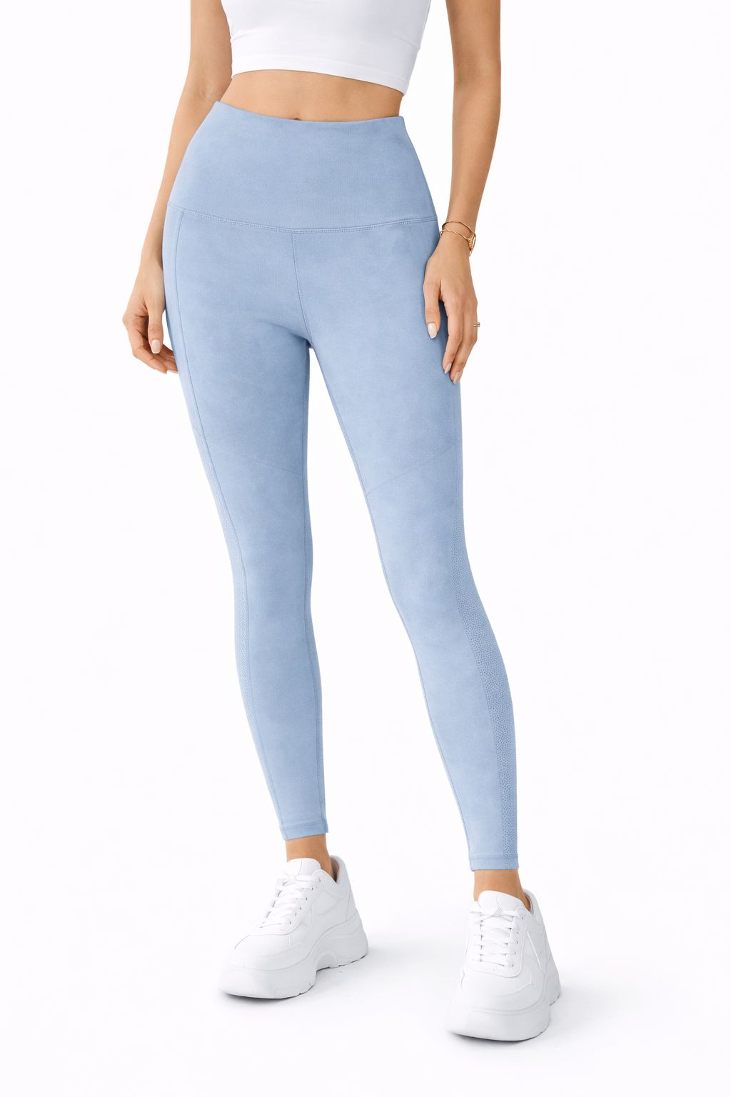 لگ ورزشی زنانه طوسی آبی وارداتی| لگ بدون درز جذب و راحت مناسب باشگاه و یوگا