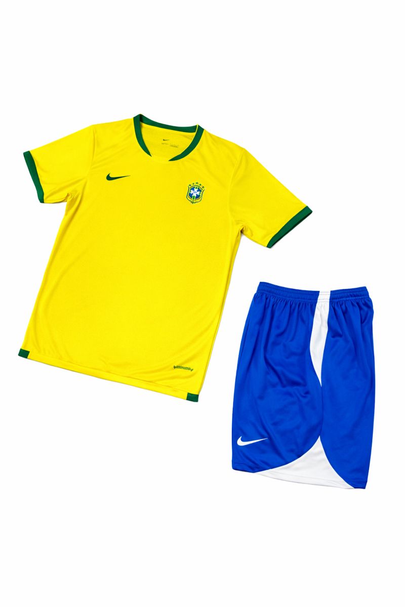 کیت تیم ملی برزیل Nike اورجینال| ست تیشرت و شورت Brazil زرد–آبی کلاسیک