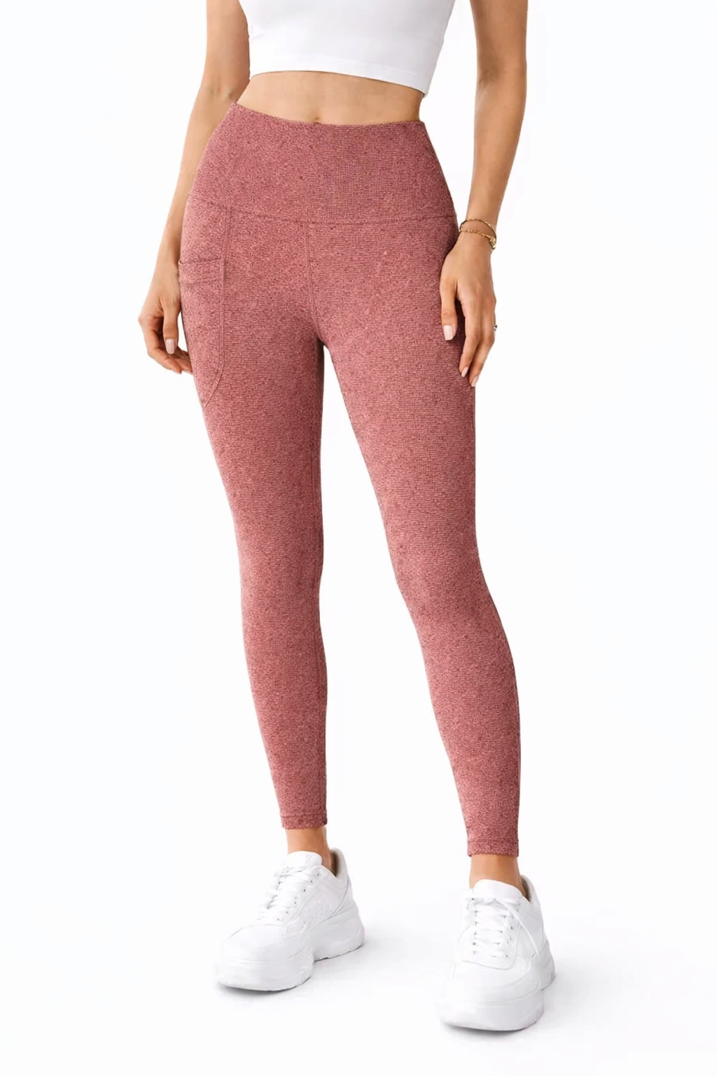 لگ ورزشی زنانه فاق بلند اجری وارداتی| لگ بدنسازی Seamless چین‌دار فرم‌دهنده باسن