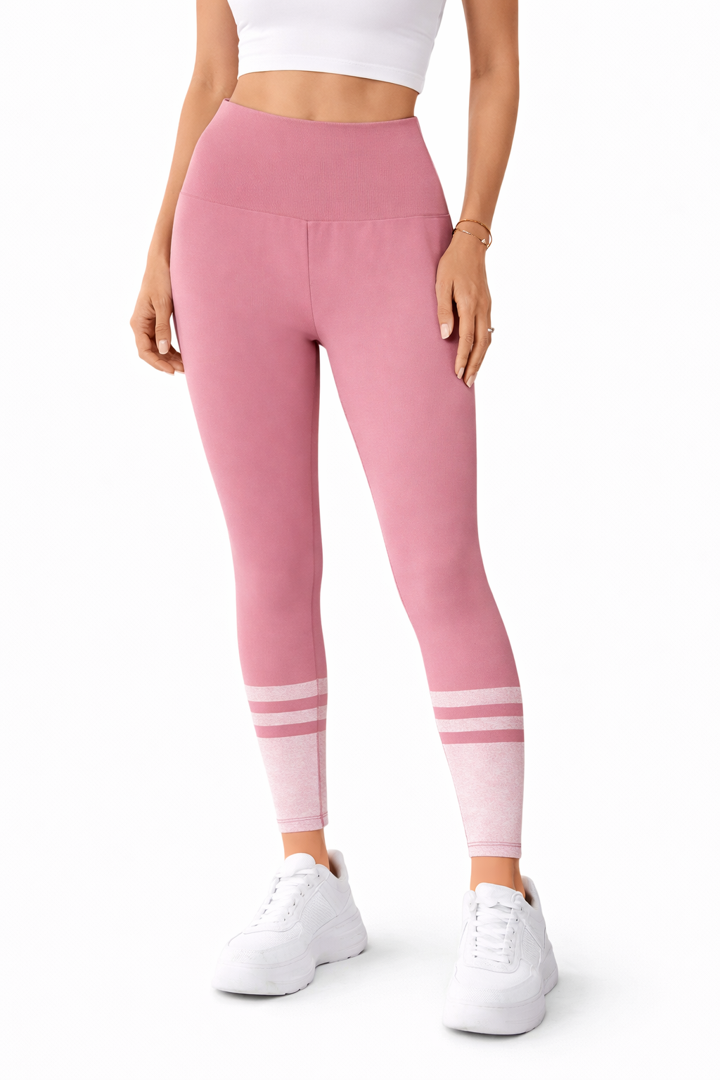 لگ ورزشی زنانه فاق بلند صورتی اورجینال وارداتی| لگ بدنسازی و یوگا بدون درز کشسان