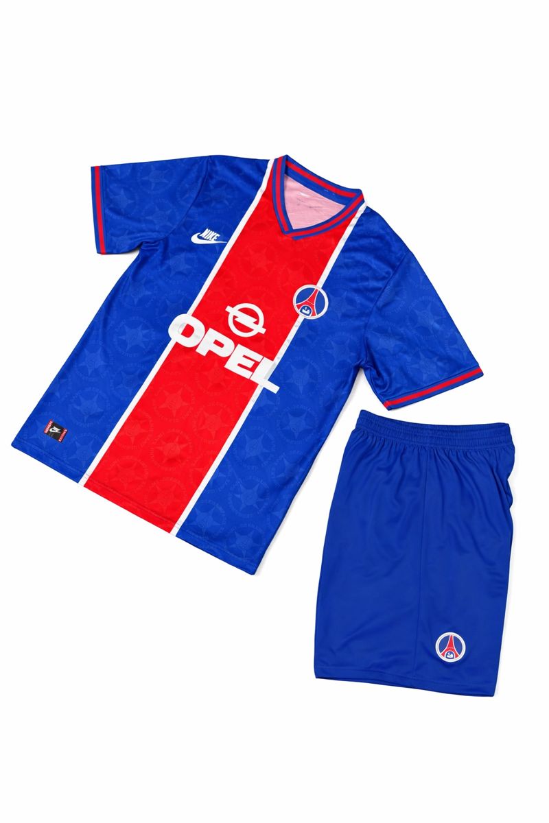 کیت کلاسیک پاری‌سن‌ژرمن Nike اورجینال| ست تیشرت و شورت PSG OPEL دهه ۹۰