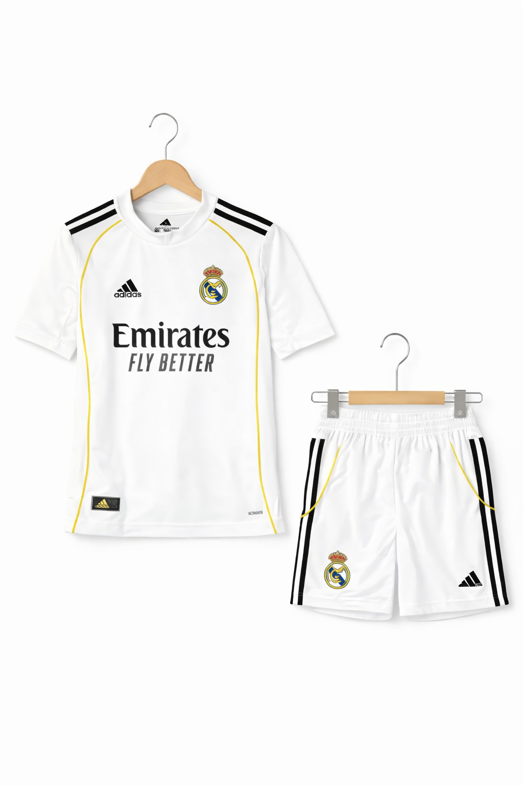 کیت بچگانه رئال مادرید 2024–2025 اورجینال| پیراهن و شورت سفید Adidas Emirates