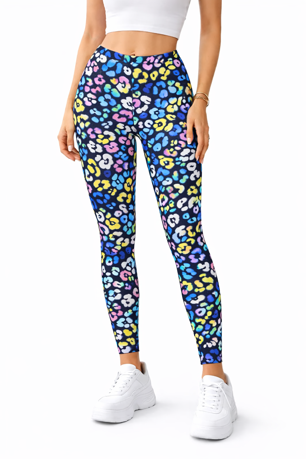 لگ ورزشی زنانه فاق بلند طرح پلنگی رنگی وارداتی پشت چین| لگ جذب باشگاهی و یوگا