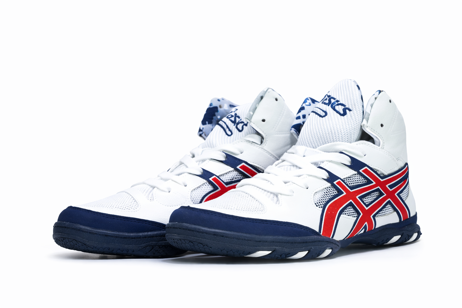 کفش کشتی Asics اورجینال سفید–سرمه‌ای مدل حرفه‌ای | مناسب تمرین و مسابقه