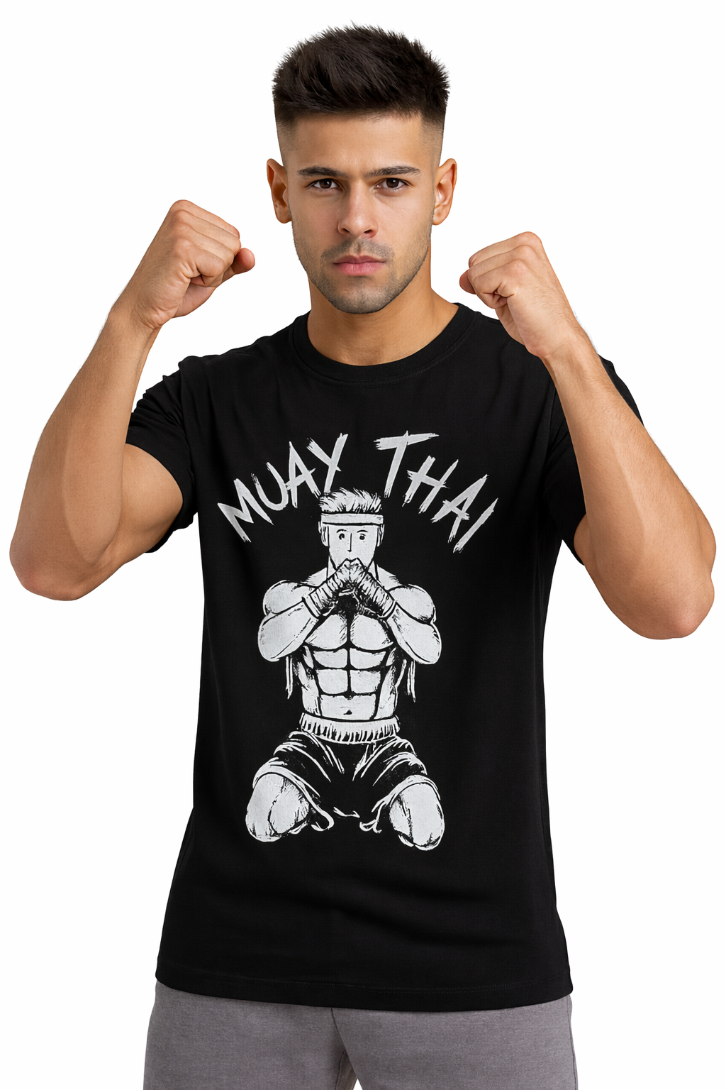 تی‌شرت مشکی رزمی MUAY THAI با چاپ ورزشی جذاب موی تای