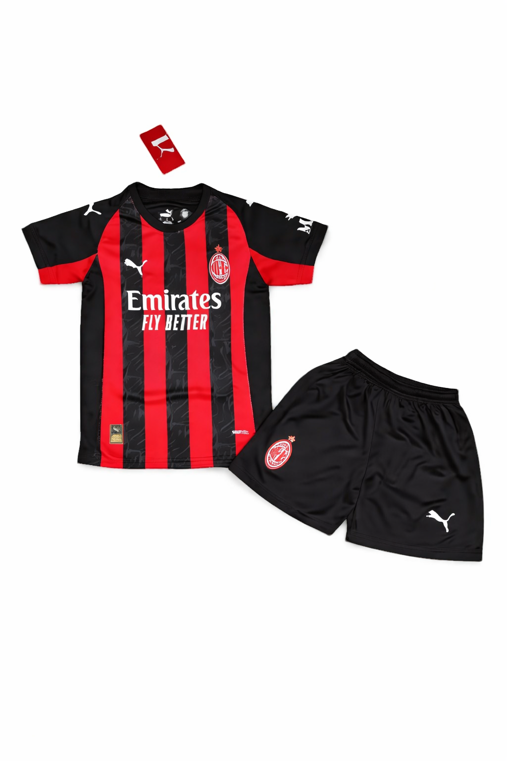 کیت بچگانه آث میلان قرمز مشکی اورجینال| ست تیشرت و شورت AC Milan Kids 2024