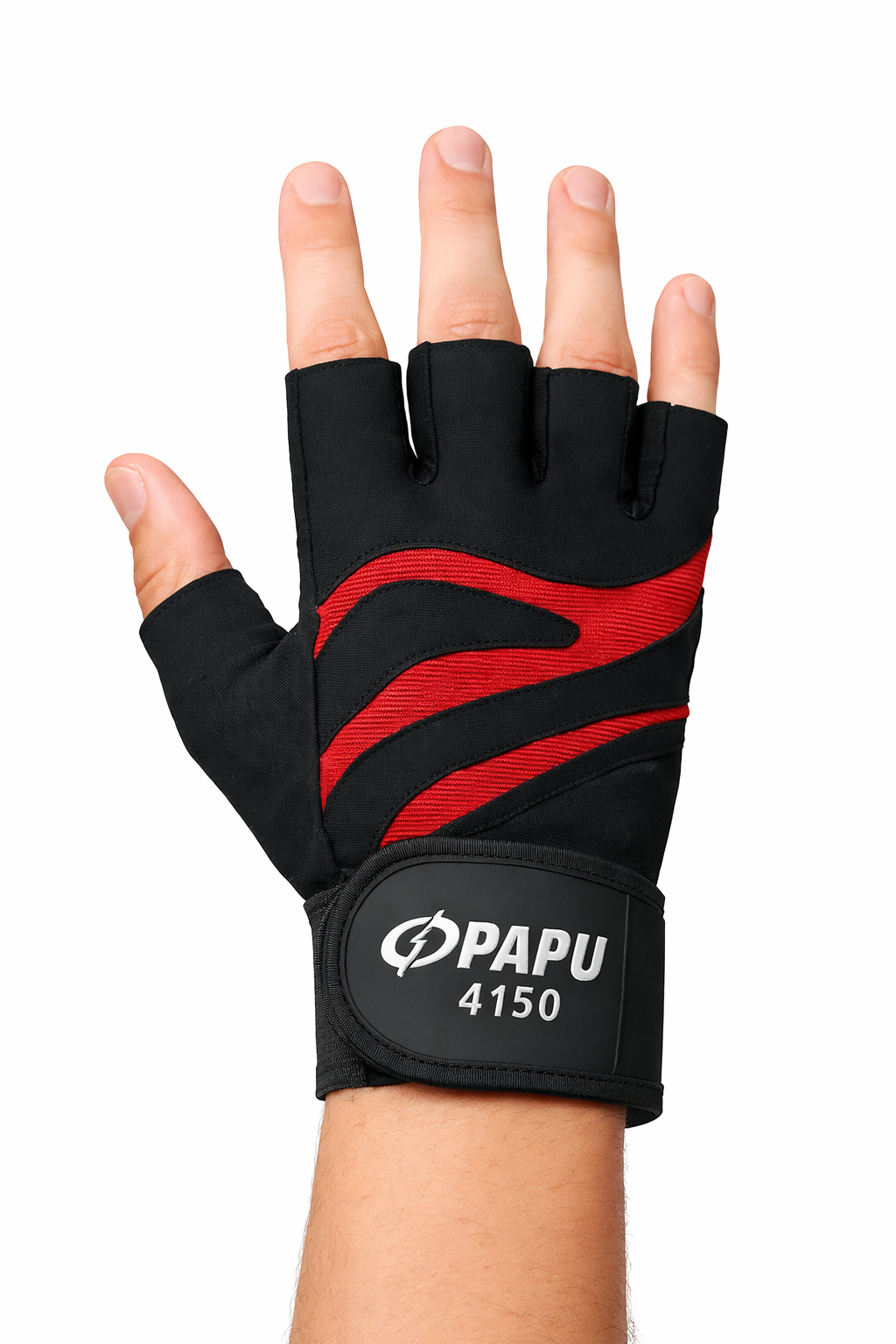 دستکش بدنسازی PAPU مدل 4150 مشکی قرمز | ضدلغزش، بادوام و مناسب تمرینات سنگین