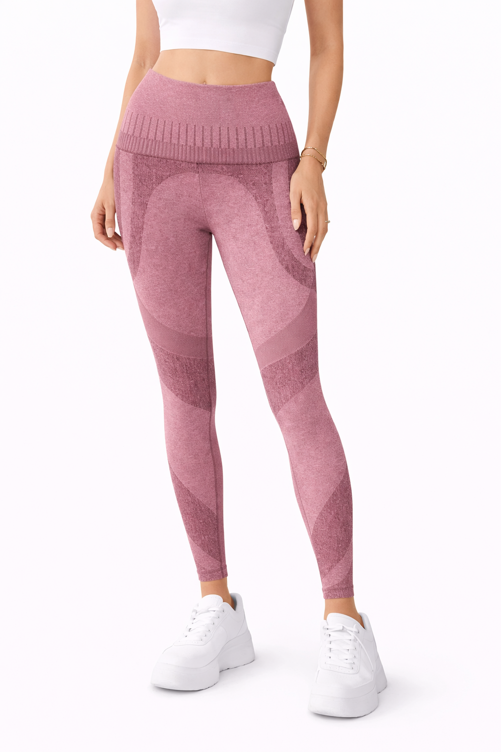 لگ ورزشی زنانه Seamless زرشکی ملانژ وارداتی | فیت اندامی، کشی و مناسب تمرین