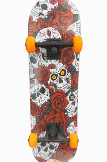 🛹 اسکیت‌برد فیبرگلاس RunySport مدل 2160 – طرح جمجمه و گل رز، مخصوص ماجراجوها! 🌹💀