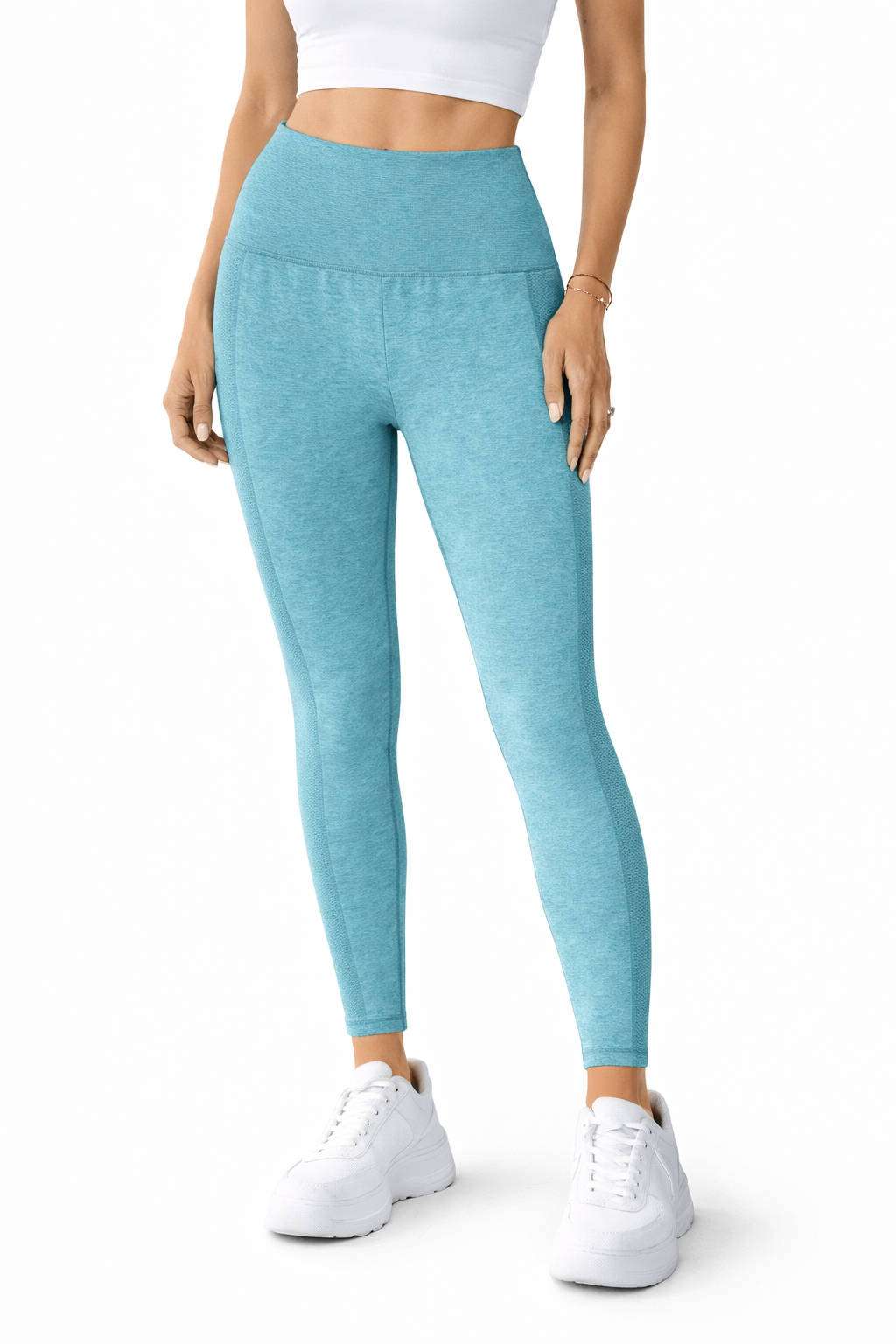 لگ ورزشی زنانه فاق بلند سبز نفتی | لگ بدنسازی و یوگا بدون درز Seamless