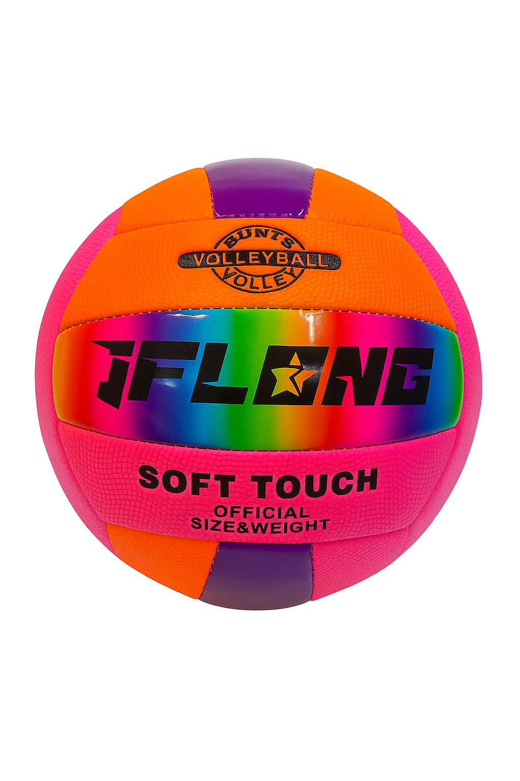 توپ والیبال رنگی مدل JFLONG Soft Touch – طراحی فانتزی با رنگ‌های نئونی و سطح نرم حرفه‌ای