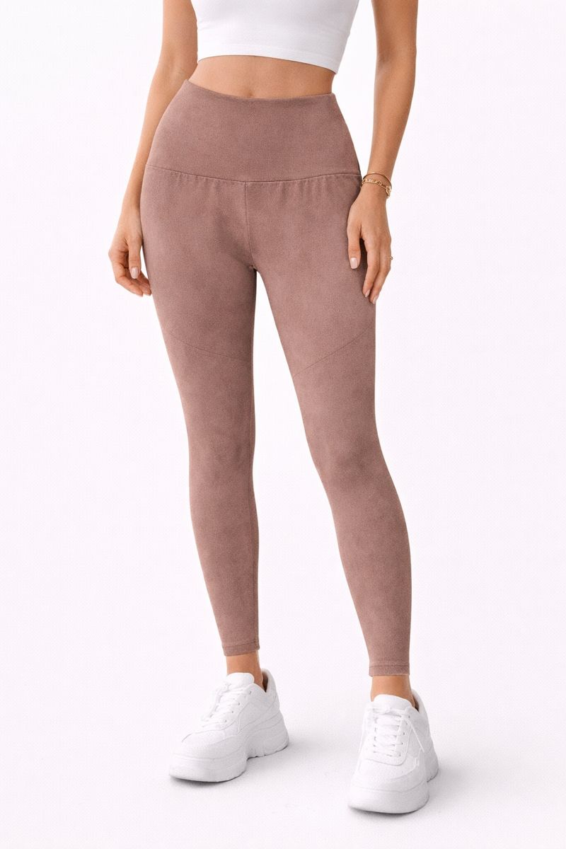 لگ ورزشی زنانه seamless رنگ نسکافه‌ای پشت چین وارداتی| فیت جذب، کمر پهن و فرم‌دهی حرفه‌ای