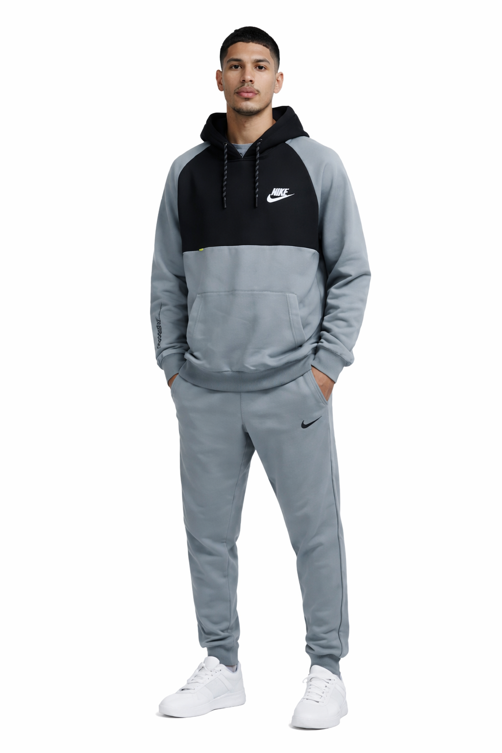 ست گرمکن مردانه نایک مدل Hooded Two-Tone (سویشرت کلاه‌دار + شلوار اسلش)