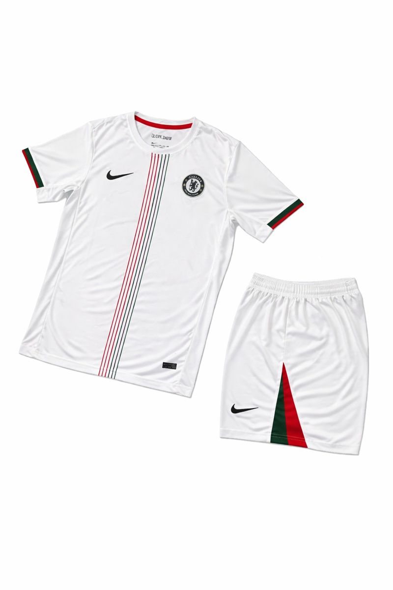 کیت هواداری چلسی سفید اورجینال| ست تیشرت و شورت Chelsea White 2022/2023