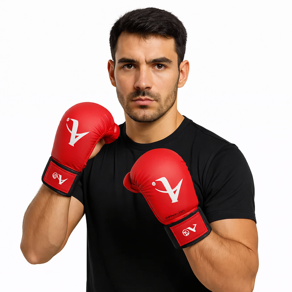 دستکش کاراته قرمز مدل حرفه‌ای آراوازا مدل فومی