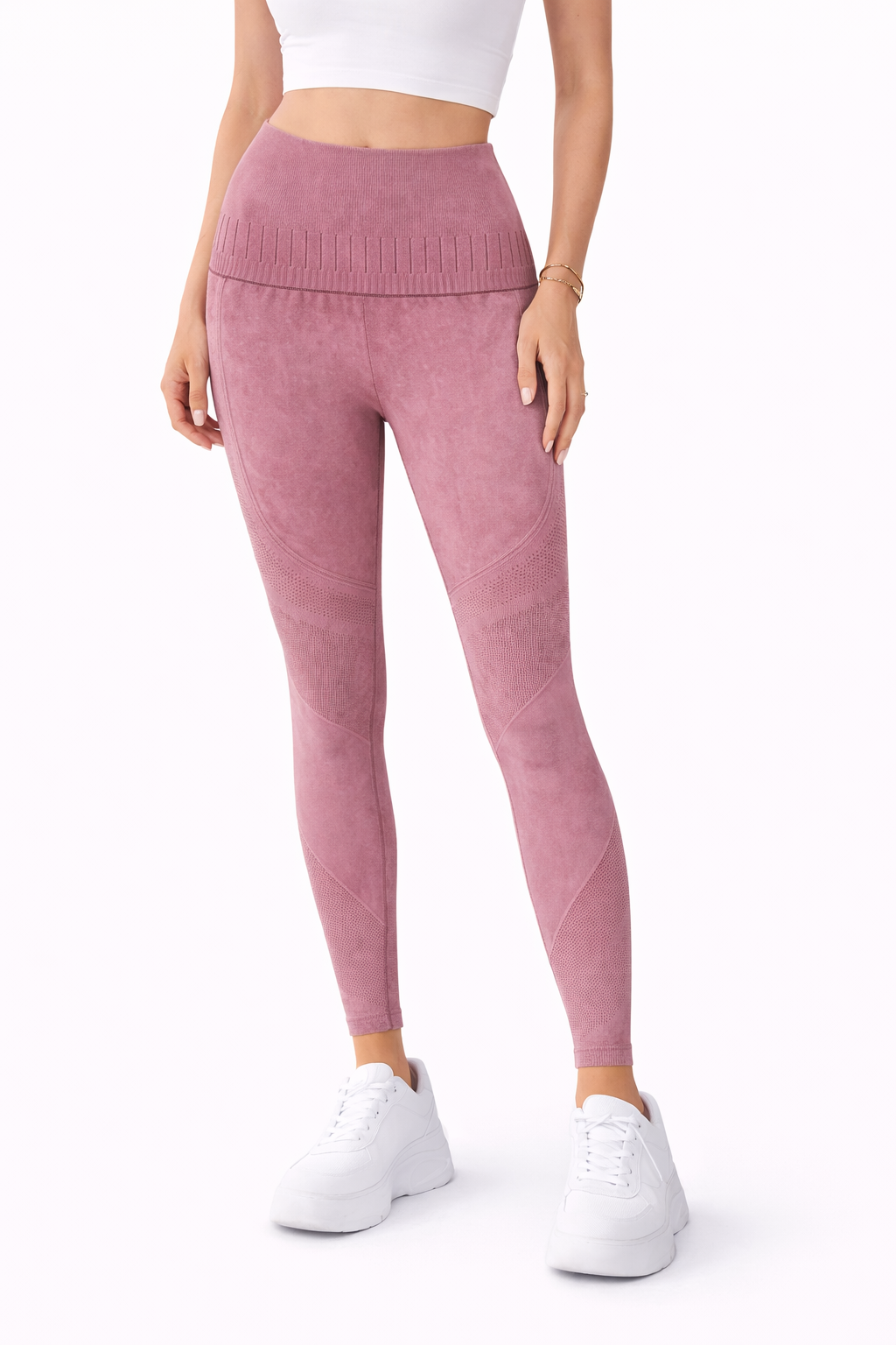 لگینگ ورزشی زنانه سنگ شور Seamless وارداتی | فیت‌کننده بدن با بافت حرفه‌ای و کمر پهن